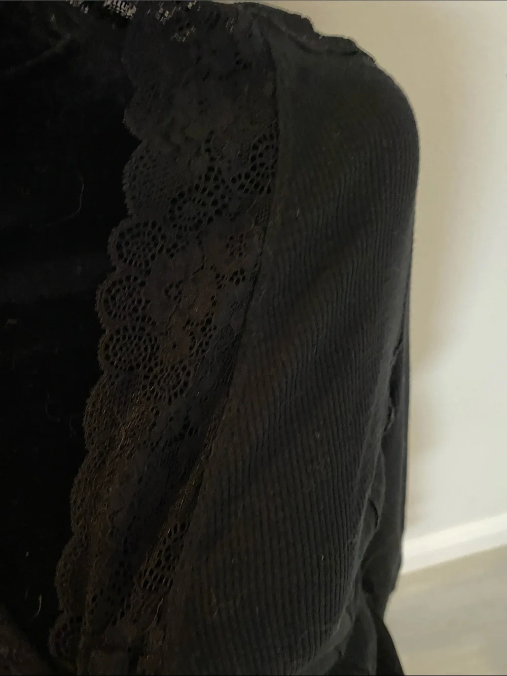 Free People Black Lace-Trim Button Cardigan
